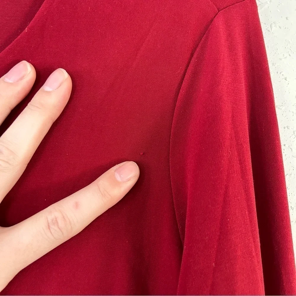 🦋 Carmen Marc Volvo Red Gold Detail Long Sleeve Blouse Small Medium Stretch